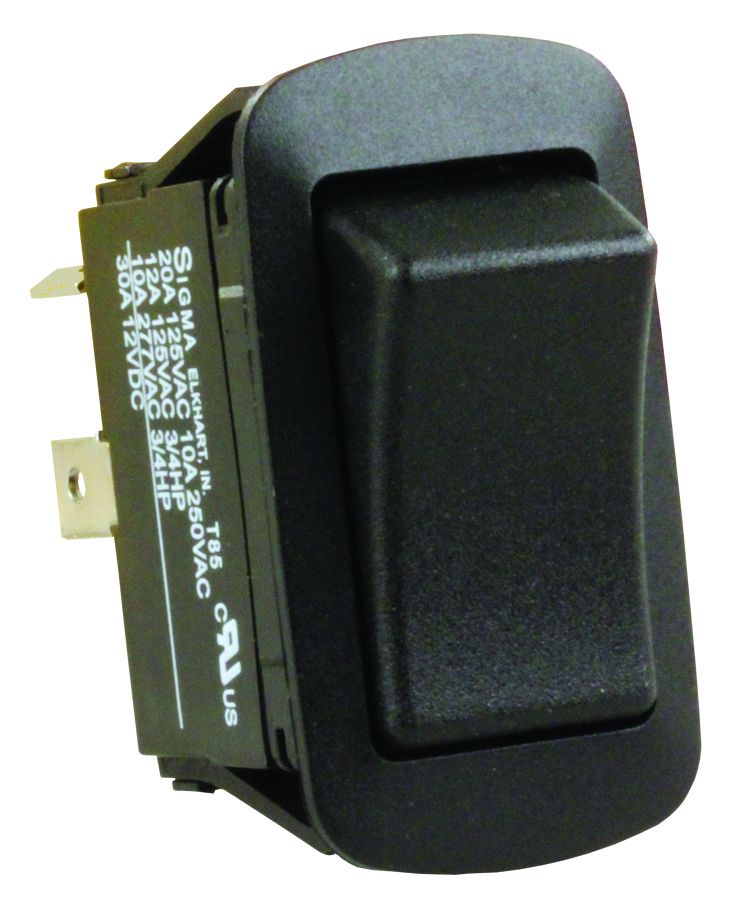 JR Products Multi Purpose Switch, 0.835 in x 1.457 in Cutout, 0.984 in x 0.500 in (Switch), Black - 13795