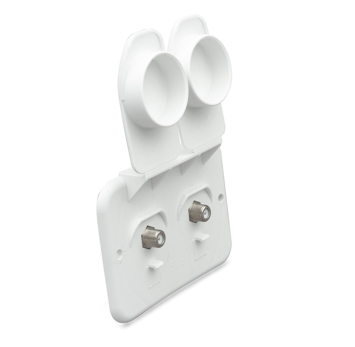 B&B Molders TV Cable Entry Plate, 2.5 in Diameter Cutout Dimension, 3 in Height x 4 in Width Outside Dimension, Polar White - 94323