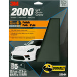 3M Sandpaper, 2000 Grit, 9 in x 11 in, Pack of 5 - 32044