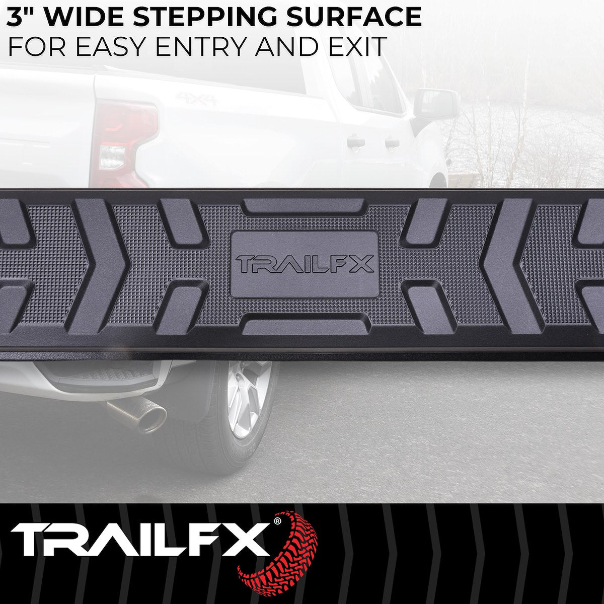 TrailFX Nerf Bar, TrailFX A4 Series, 4-1/2 in Hexagonal Straight, Titanium Black - AL4006B