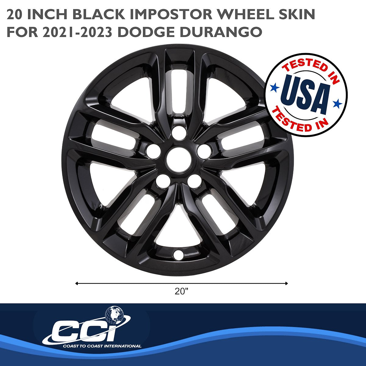 Coast2Coast Wheel Skin, 20 in, 5 Double Spokes, Gloss Black, Set Of 4 - IMP484BLK