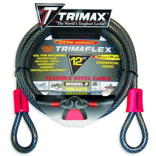 Trimax Locks Security Cable, 12 ft Length x 12 Millimeter Diameter, Steel - TDL1212