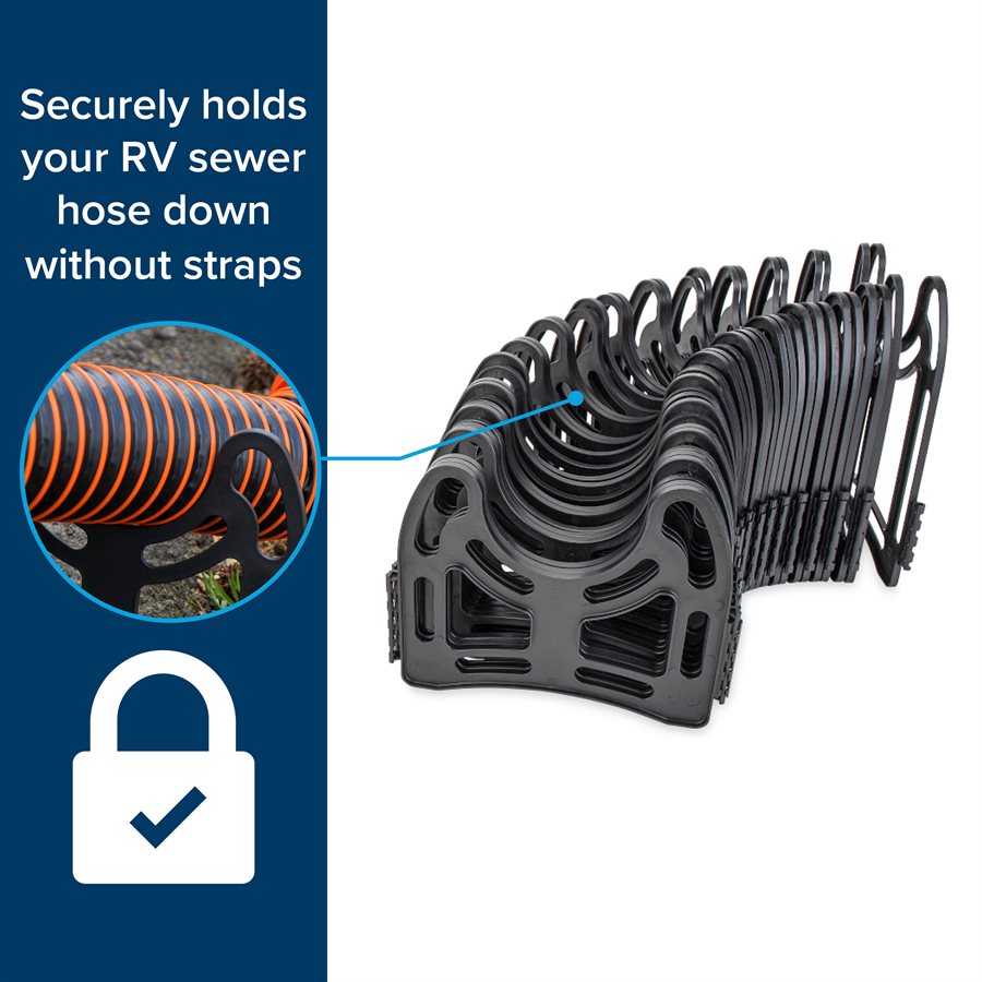 Camco Sewer Hose Support, Holds 15 ft Hose, Black - 43041