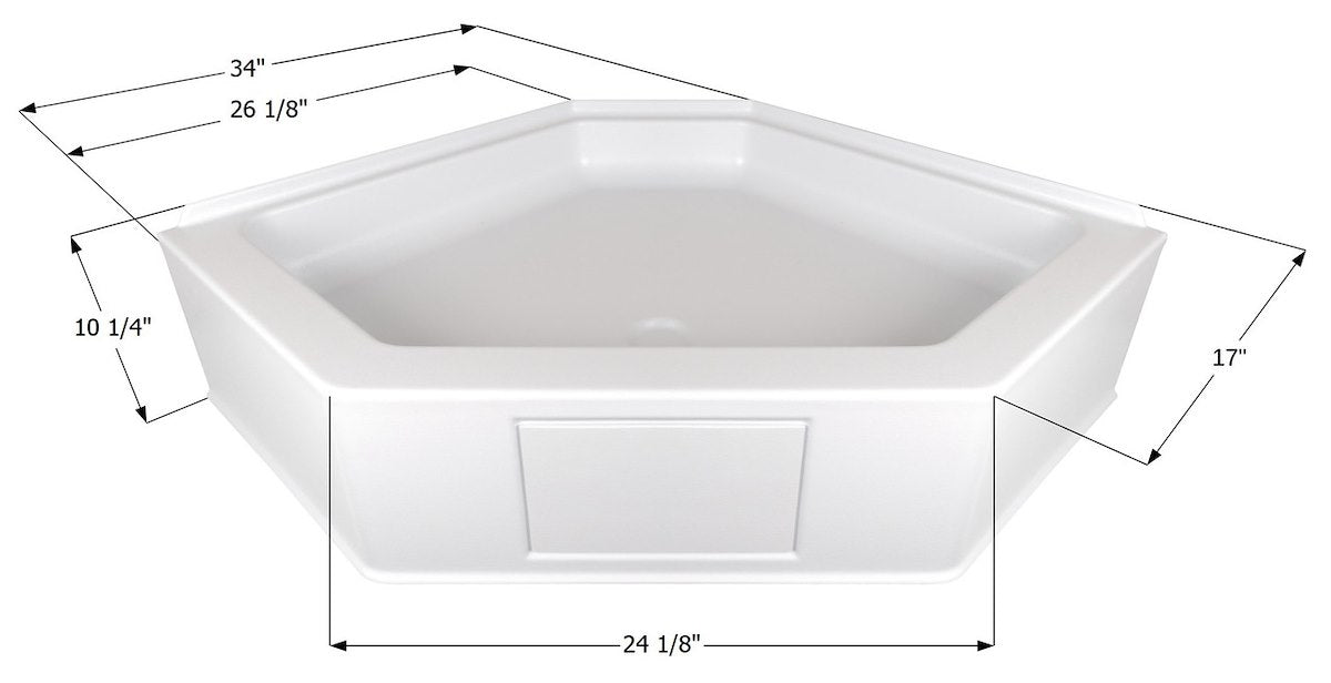 Icon Shower Pan, 26-1/8 in x 17 in x 10-3/4 in, Polar White - 15233