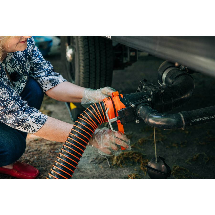Camco Sewer Hose, 15 ft Extended Length, 3 in Diameter, Black Hose - 39861
