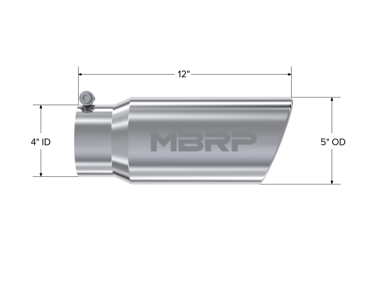 MBRP Exhaust Tail Pipe Tip, Pro Series, 4 in Inlet Diameter, 5 in Outlet Diameter - T5051