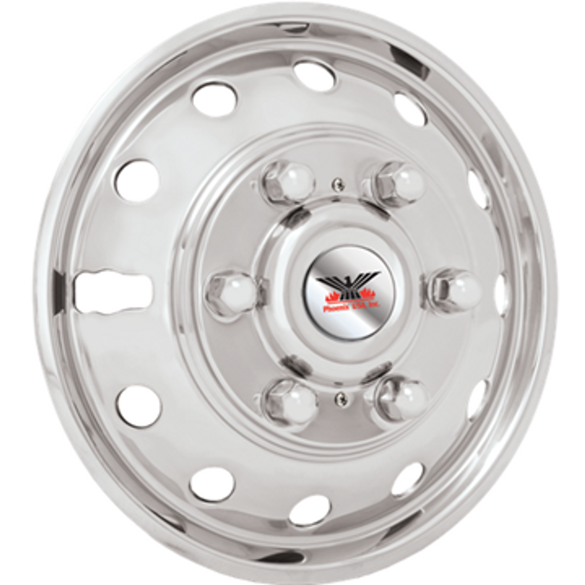 Phoenix USA Wheel Simulator, Fits 16 in Diameter 6 Lug Dual Wheels, Stainless Steel, Set Of 4 - NF14