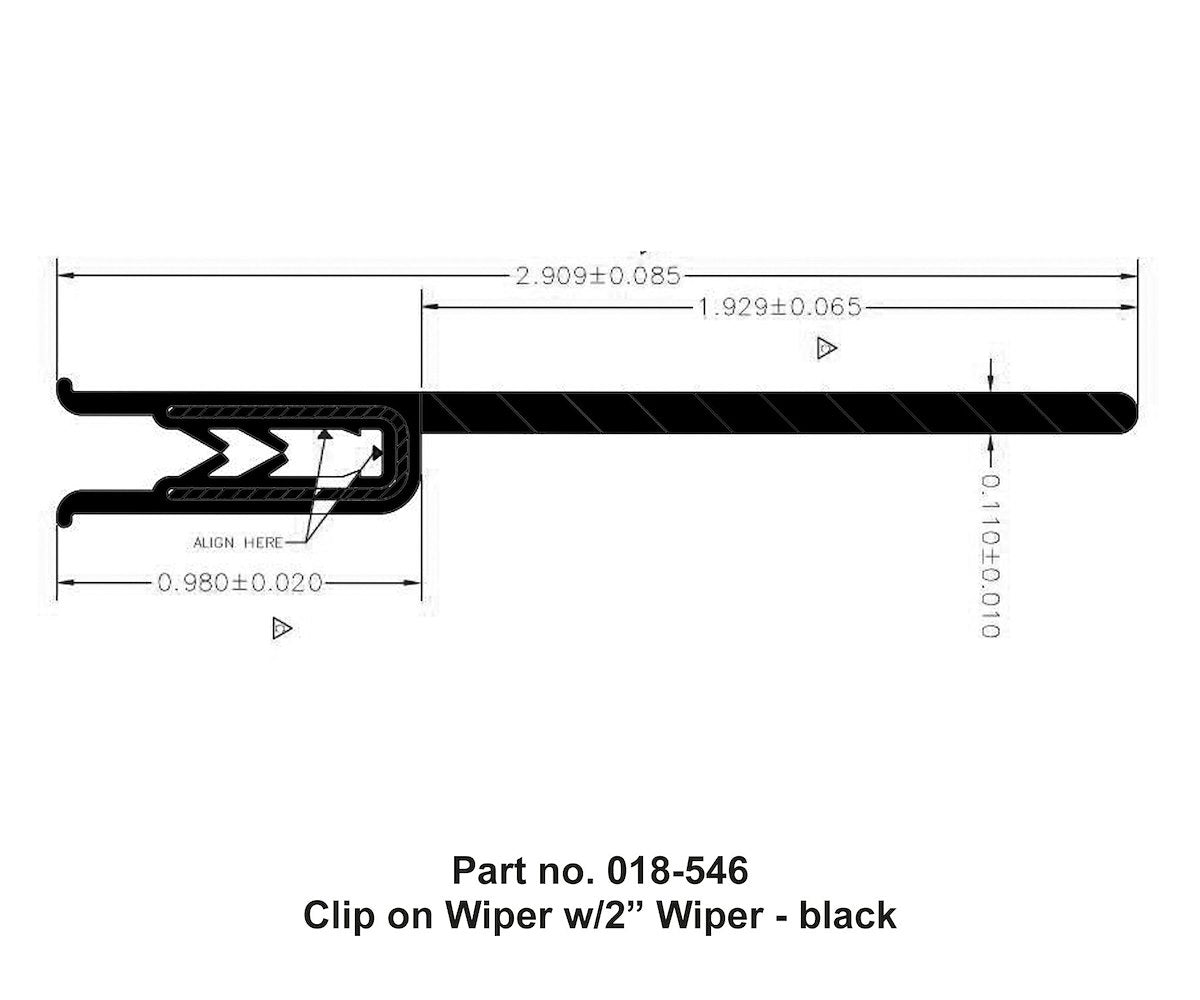 AP Products Slide Out Seal, Clip On Wiper With 2 in Wiper, 3 in Width x 7/16 in Height x 35 ft Length, Black - 018-546