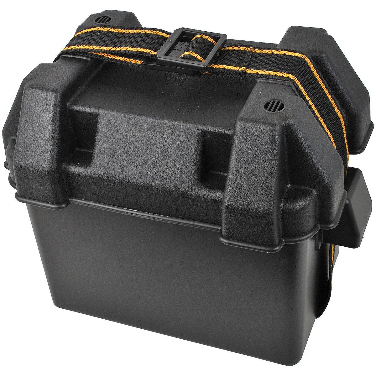 Attwood Marine Battery Box, For Use With U1 Series Batteries, Black, With 40 in Length Battery Hold-Down Strap - 9082-1