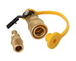 Flame King Propane Adapter Fitting, 1/4 in Female NPT x Female Quick Connect Shutoff Valve, Brass - AB226