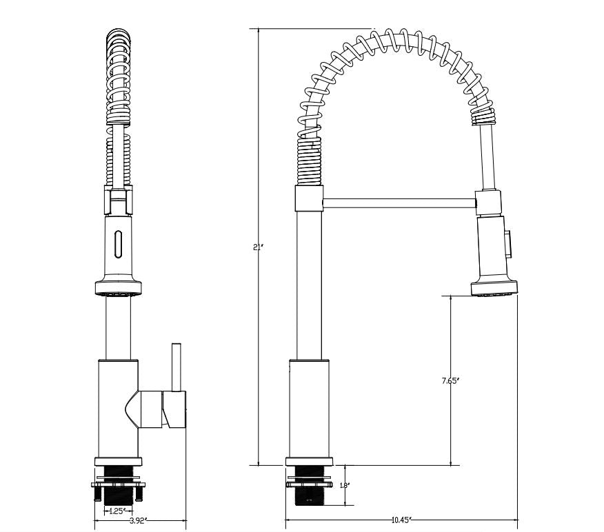 Empire Faucet Faucet, 8 in Hi-Arc Metal Coiled Spring Spout, Stainless Steel Flexible Supply Lines, Black Matte - SP5000BMT-E