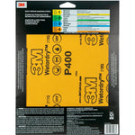 3M Sandpaper, P400 Grit, 9 in x 11 in, Aluminum Oxide, Pack of 5 - 32038