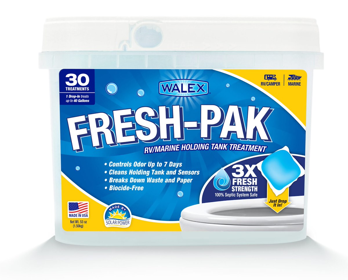Walex Waste Holding Tank Treatment, 1 Drop-In Treats Up To 40 gal, 53 oz Tub, Tub Of 30 Packets - FRESHPAK30
