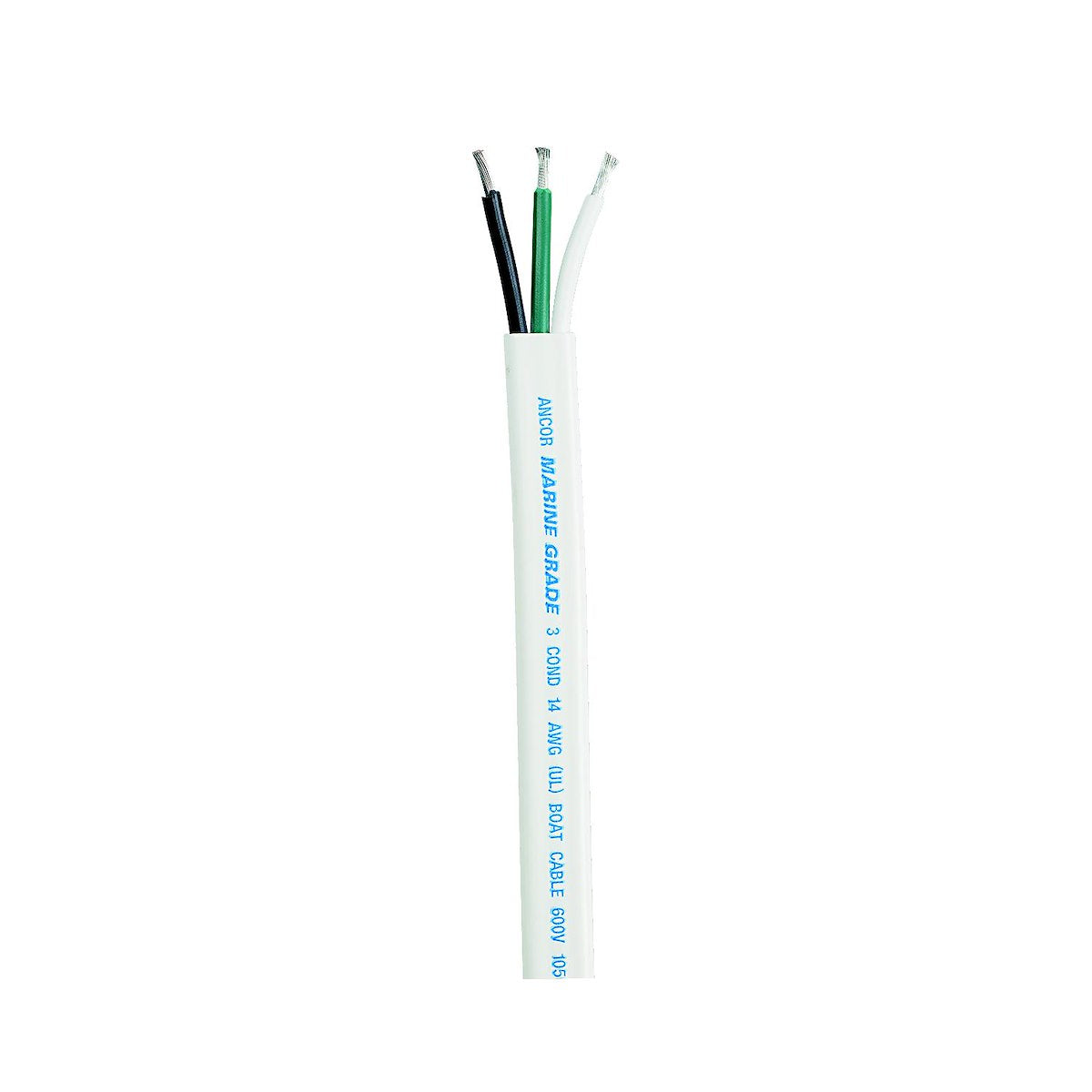 Ancor Triplex Wire, 14/3 AWG, White/Black/Green, 100 ft Length - 131510