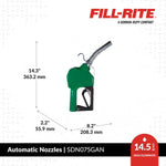 Fill-Rite Liquid Transfer Tank Pump Nozzle, Use For Gasoline/Diesel/E15/Biodiesel Up To B20/Kerosene, 5 To 25 gal Per Minute, 1 in Inlet - SDN100GAN