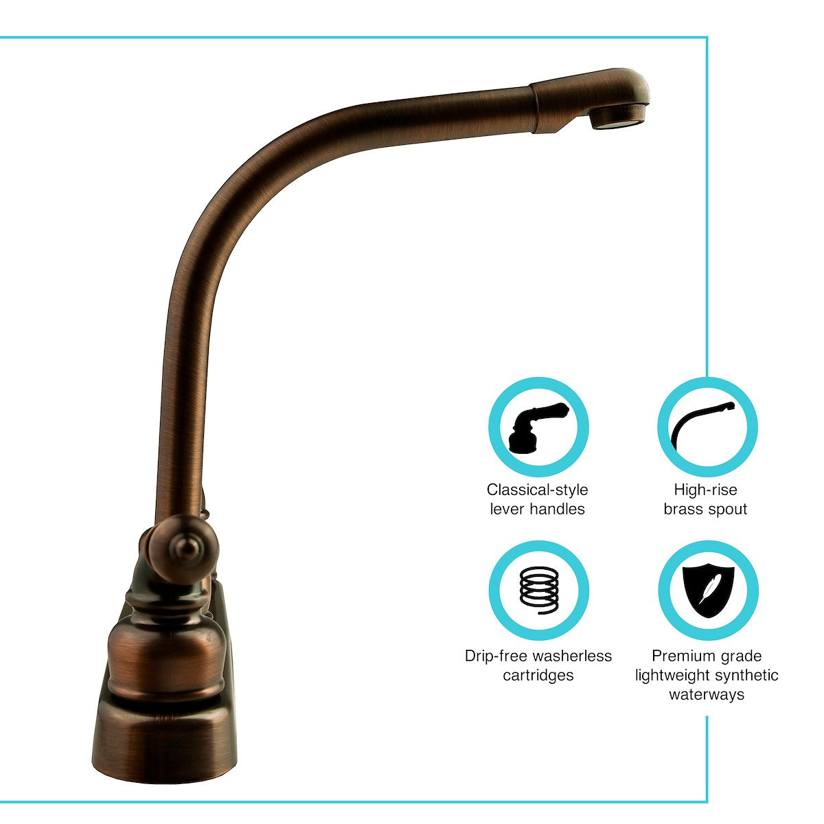Dura Faucet Faucet, Classical Series, 10 in Hi-Rise Classical Spout, 2 Teapot Classical Handle - DF-PK210C-ORB