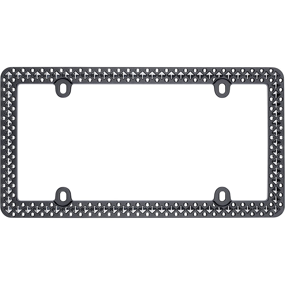 Cruiser License Plate Frame, Powder Coated Frame With Chrome Plated Inserts, Glossy Black - 58153