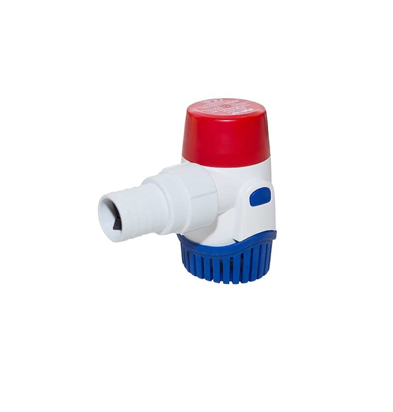 Rule Bilge Pump, 1100 gal Per Hour, 2.4 in Width x 4-1/4 in Height, 1-1/8 in Hose - 27DA