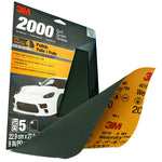 3M Sandpaper, 2000 Grit, 9 in x 11 in, Pack of 5 - 32044