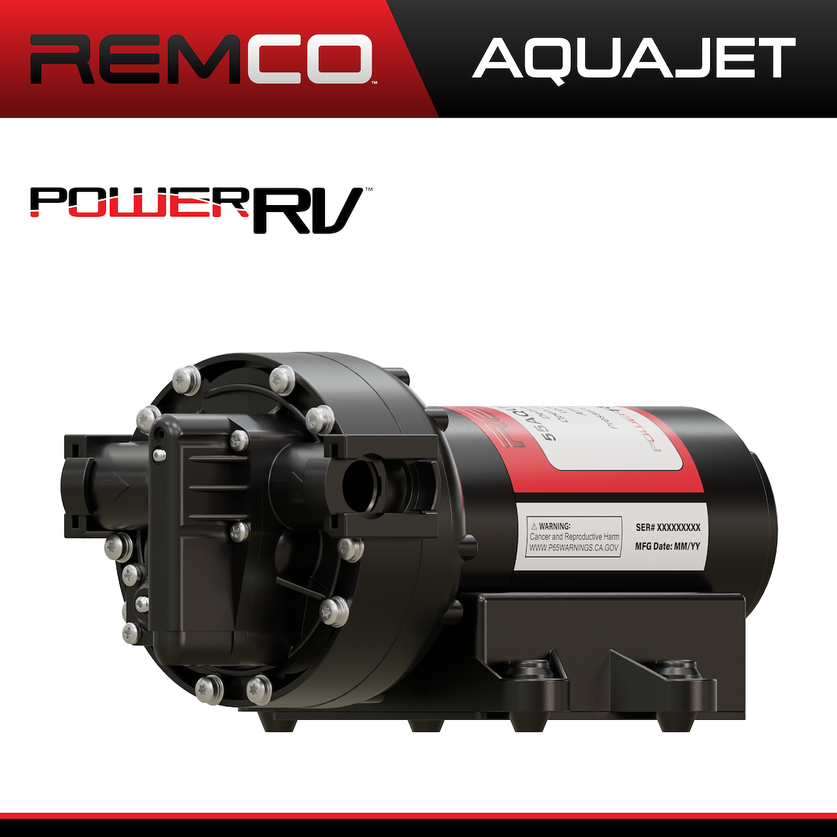 Remco Fresh Water Pump, PowerRV Aquajet Series, Self-Priming (Up To 13 ft), 5.3 gal Per Minute - 55AQUAJET-ARV