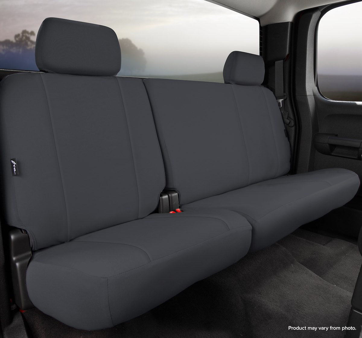 Fia Seat Cover, 60 Driver/40 Passenger Split Bench With 2 Adjustable Headrests, 1000 Denier Nylon, Black - DT75-1 BLACK