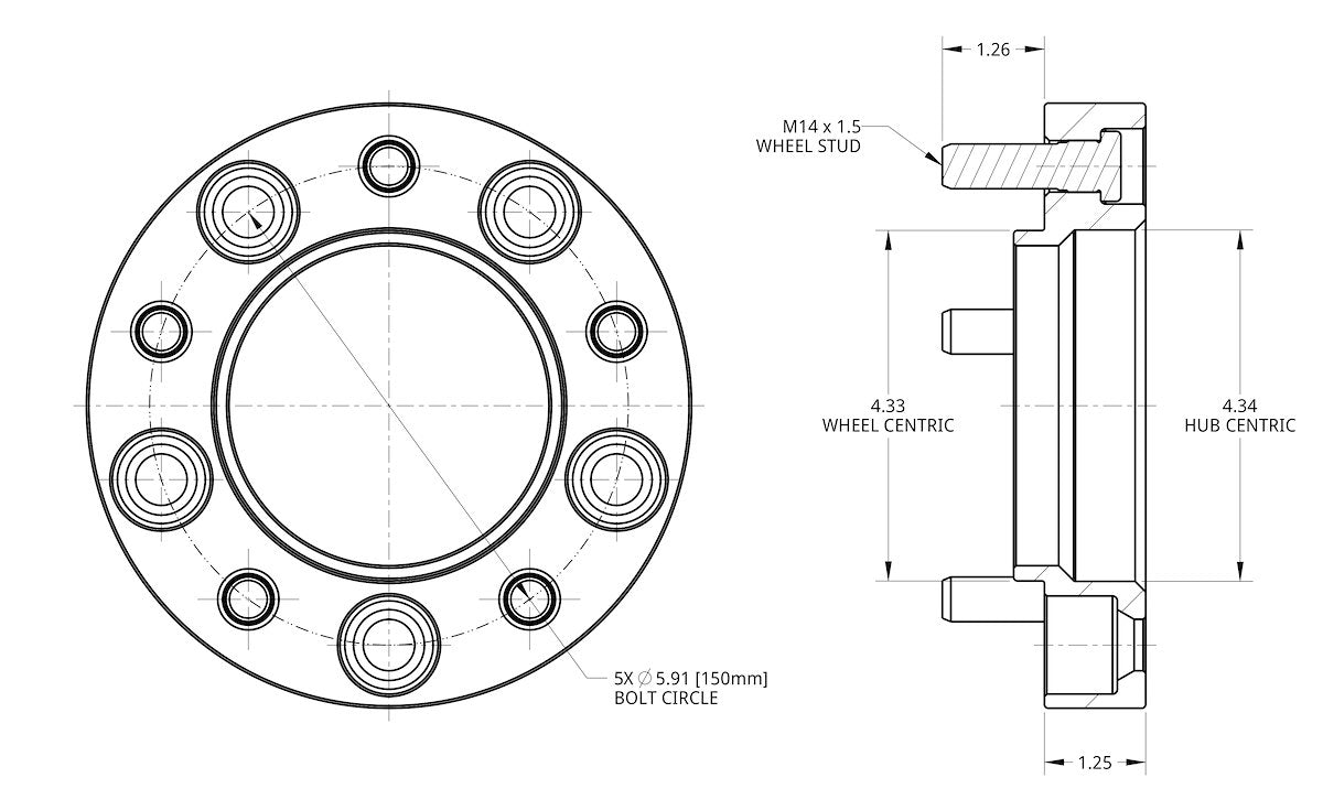 Spidertrax Wheel Spacer, 5 x 150 Millimeter/5 x 5.90 in Bolt Pattern, 31.75 Millimeter/1.25 in Thickness, Anodized Blue, Set Of 2 - WHS023