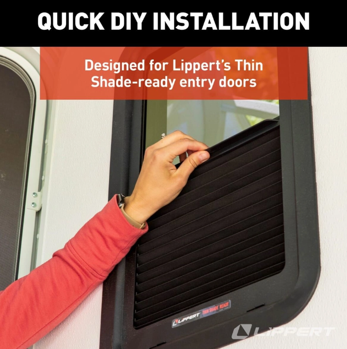 Lippert Window Shade, 11-7/8 in Width x 21-1/2 in Length, Black - 2025009147