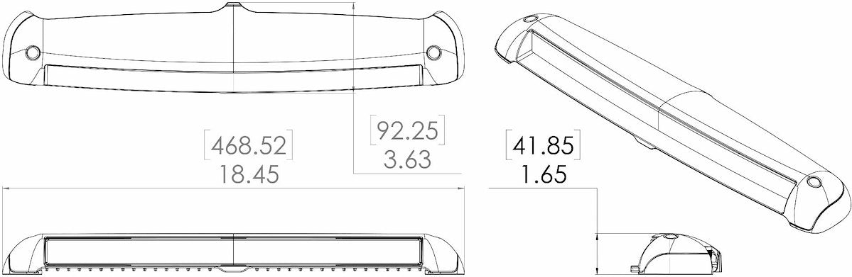 Lumitec Light Bar, LED Bulb, 18 in Length x 3-1/2 in Depth x 1-1/2 in Height, 108 Watt Bulb/amp Draw: 9 Ampere At 12 V/4.2 Ampere At 24 V - 101586