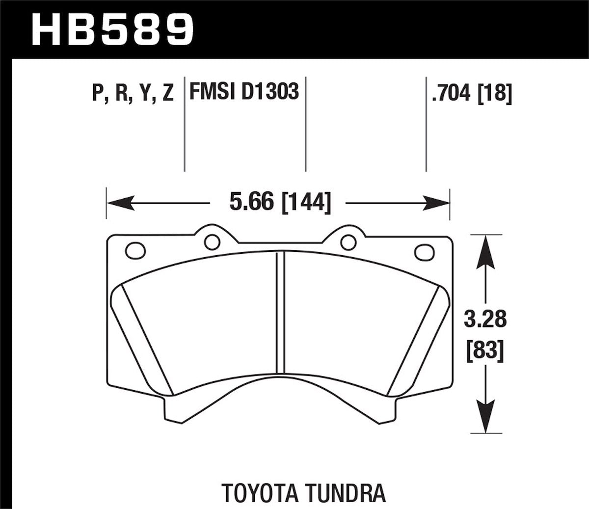 Hawk Brake Pad, LTS Series, Set Of 4 - HB589Y.704