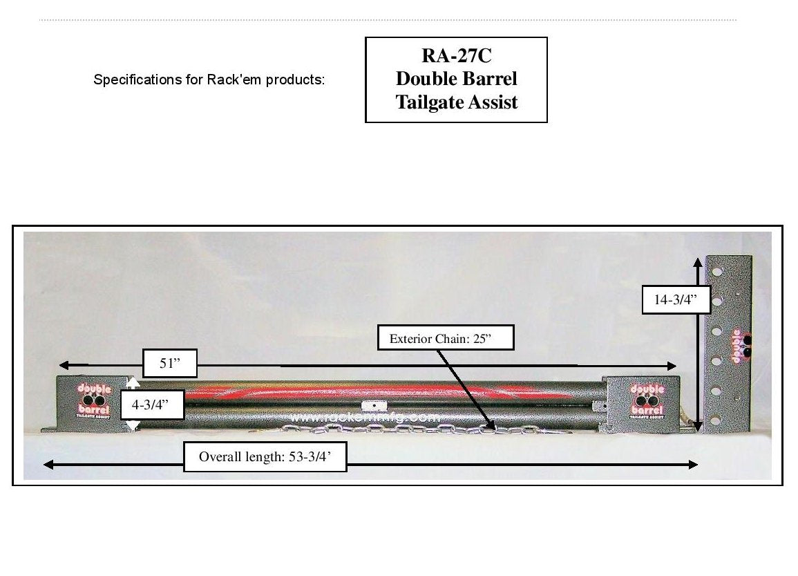 Rack-Em Tailgate Assist, 2 Spring, Drilling Required - RA-27C