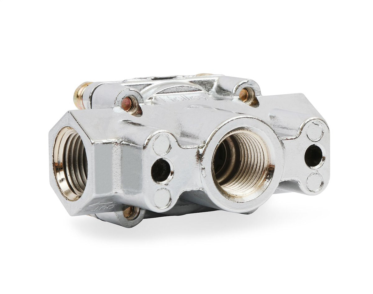 Holley Fuel Pressure Regulator, 4-1/2-9 PSI, 3/8 in NPT Inlet/Outlets, Satin Chrome - 12-803