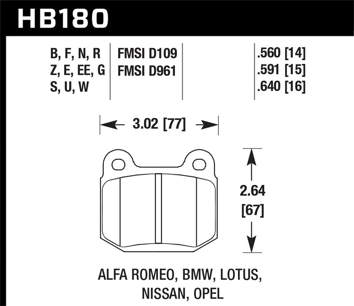 Hawk Performance Disc Brake Pads HB180N.560 product image 2
