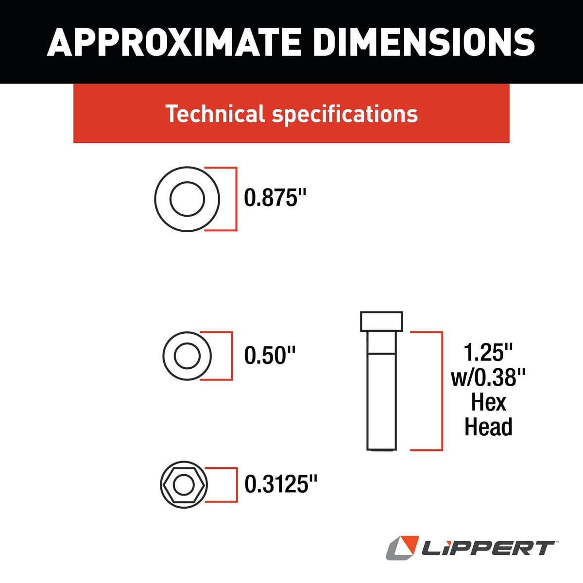 Lippert Entry Step Bushing Repair Kit, With 1 Bolt/1 Nut/1 Bronze Bushings/1 Washer - 216567