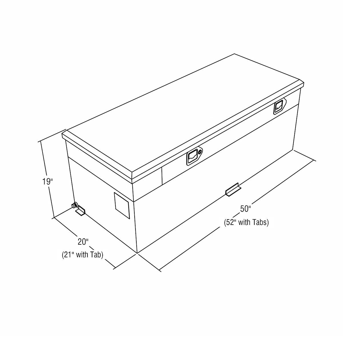 RDS Tanks Auxiliary Fuel Tank, 51 gal Capacity, 50 in Length x 20 in Width x 19 in Height, Black - 72746PC