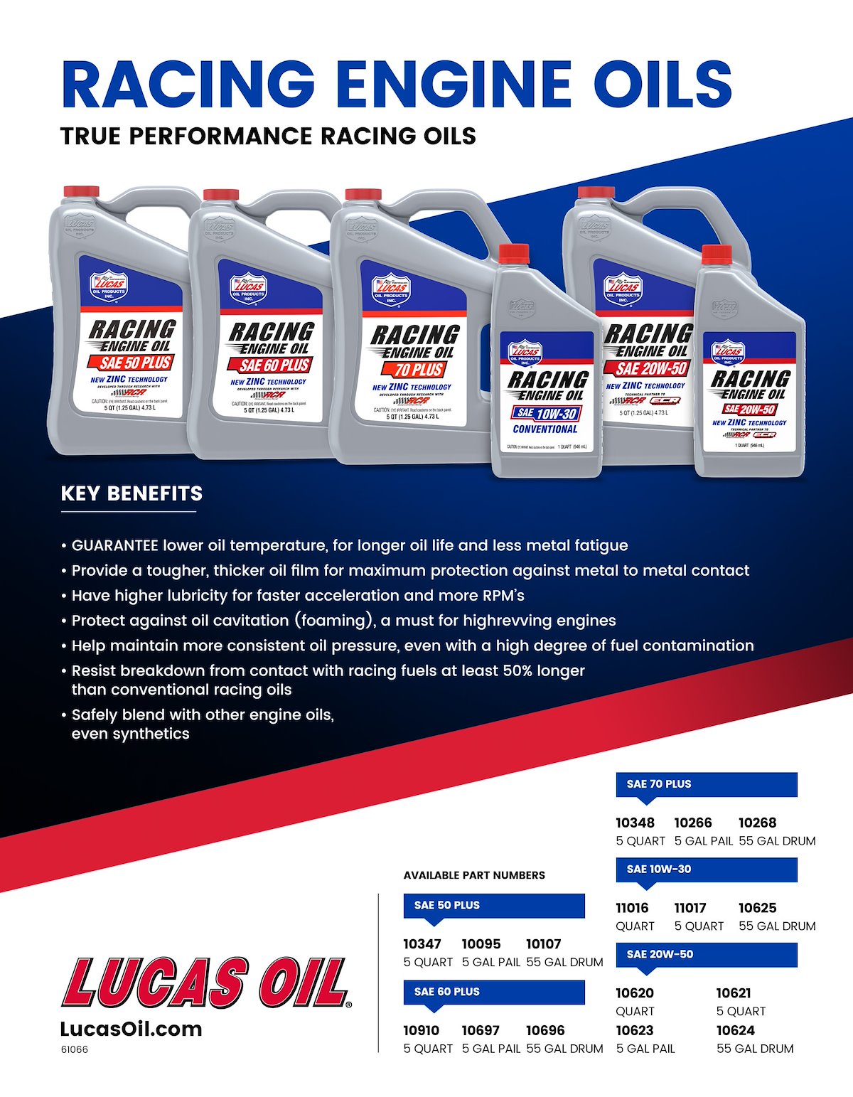 Lucas Oil Oil, SAE 50 Plus, 5 qt Jug - 10347