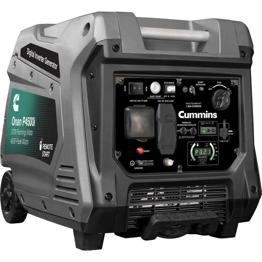 Cummins Power Generation Generator Power, Onan P4500i, Gasoline/3.4 gal Tank Capacity, 3700 Running Watt Rating/4500 Peak Watt Rating - A074Z436