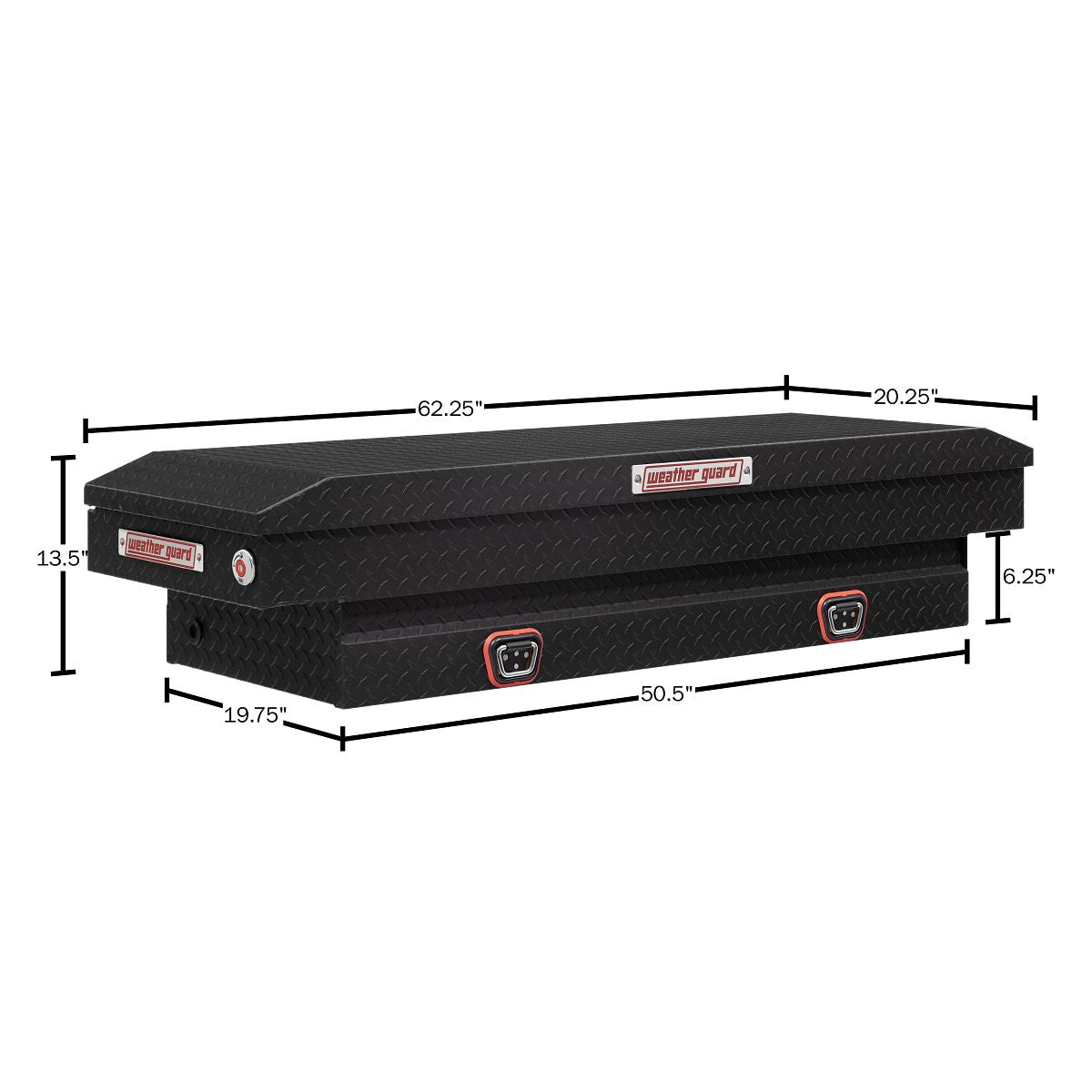 Weather Guard Tool Box, Textured Matte Black, Aluminum, 20 in Length x 62 in Width x 13 in Height - 154-52-04