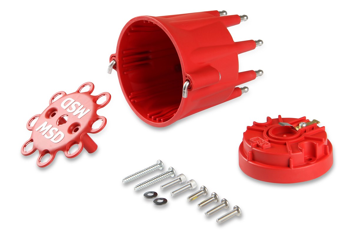 MSD Ignition Distributor Cap and Rotor Kit, Red - 84335