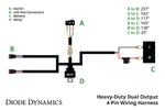 Diode Dynamics Light Bar Wiring Harness, For Diode Dynamics Stage Series Light Bars And LED Pods, Heavy Duty Dual Output 4 Pin Harness - DD4093