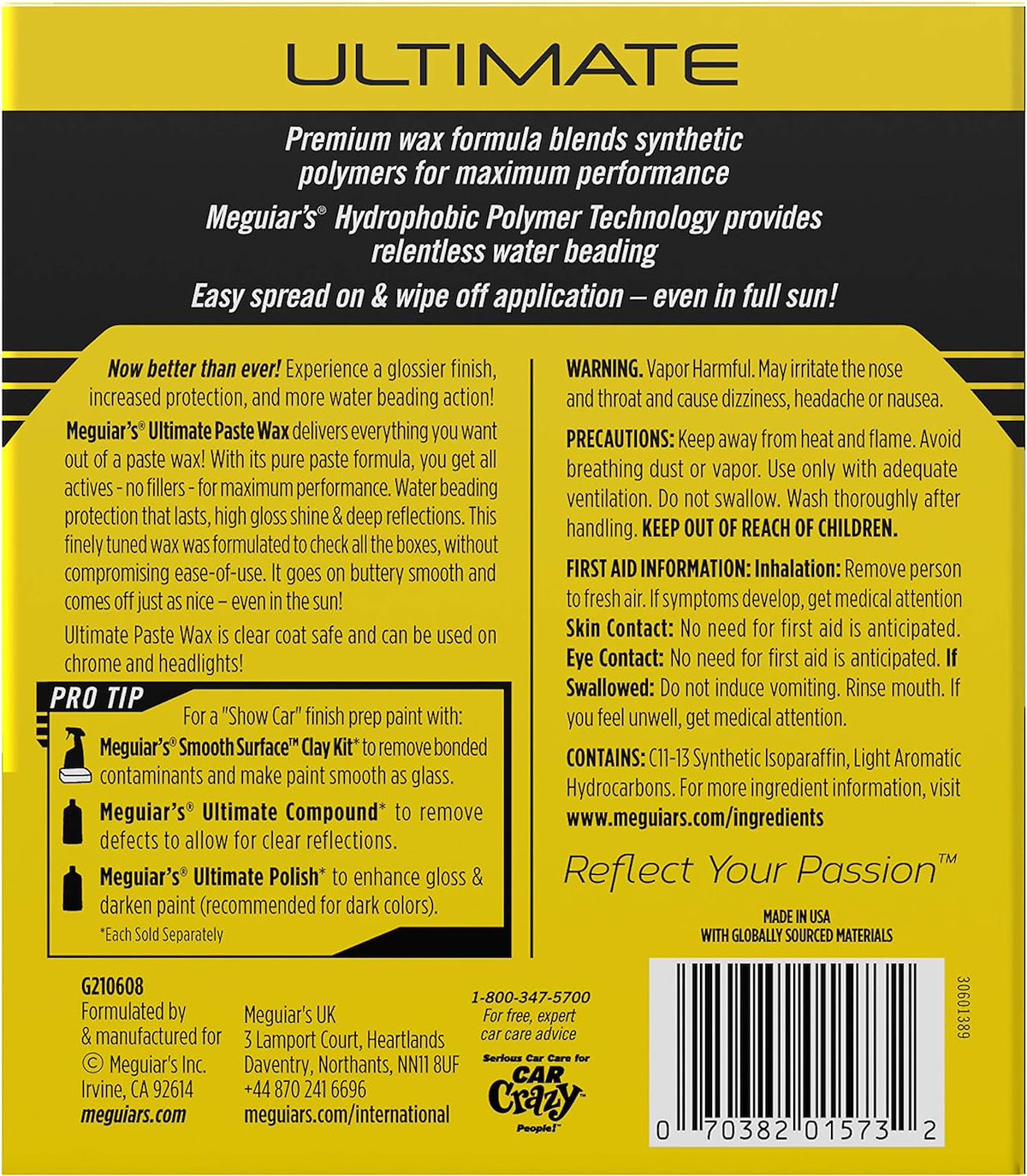 Meguiars Car Wax, 8 oz Bottle - G210608