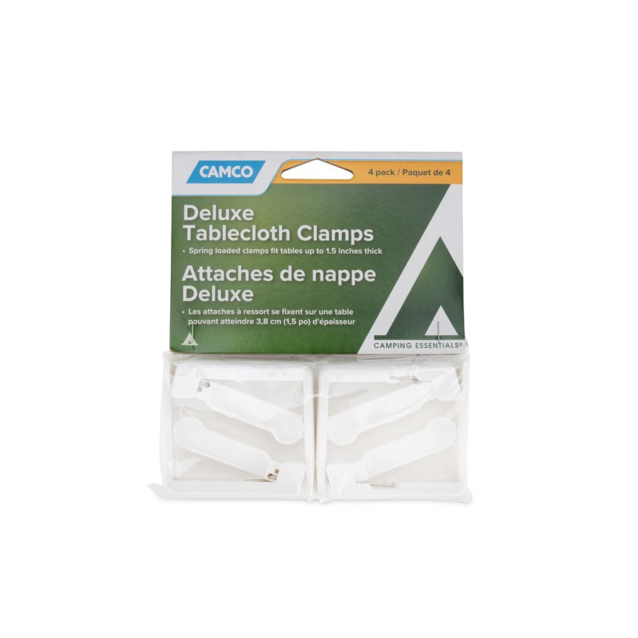 Camco Tablecloth Clamp, For Tables Up To 1-1/2 in Thick, White, Package of 4, Set of 4 - 51077