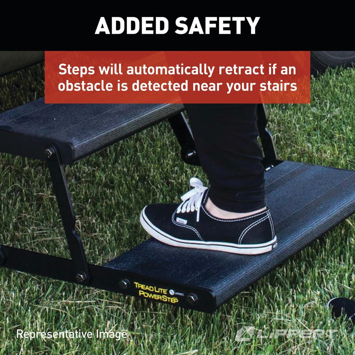 Lippert Entry Step, 25-1/4 in Width x 8-1/2 in Depth, With 5 in Rise, Up To 300 lb Weight Capacity - 371136
