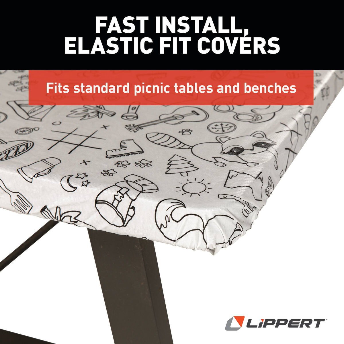 Lippert Tablecloth, With Two Bench Covers And 4 Water-Based Colored Markers - 2023051696