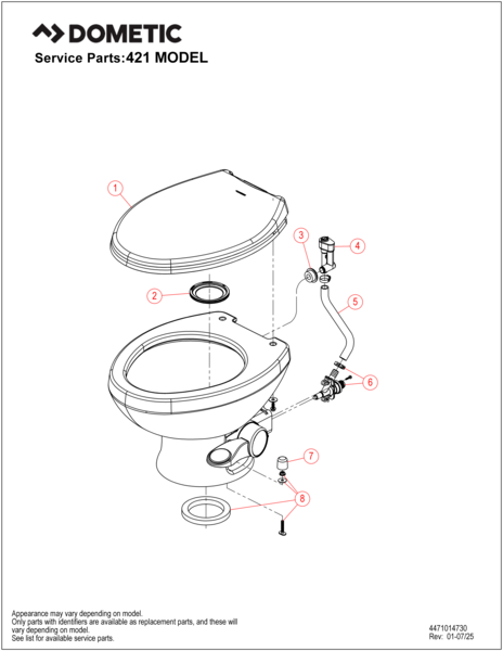 Dometic Toilet, 420 Platinum, Elongated Seat With 13-1/2 in Seat Height, Gloss White/Premium Porcelain Bowl And Polypropylene Seat - 9610008283