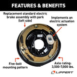 Lippert Trailer Brake Assembly, Replaces Lippert Assembly 12 in Diameter x 2 in Width, 4000-7000 lb Axle Capacity - 298275