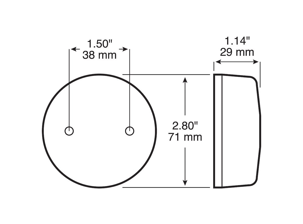 Peterson Manufacturing Clearance Light, Incandescent, 2-7/8 in Diameter x 1-1/8 in Height - V102A