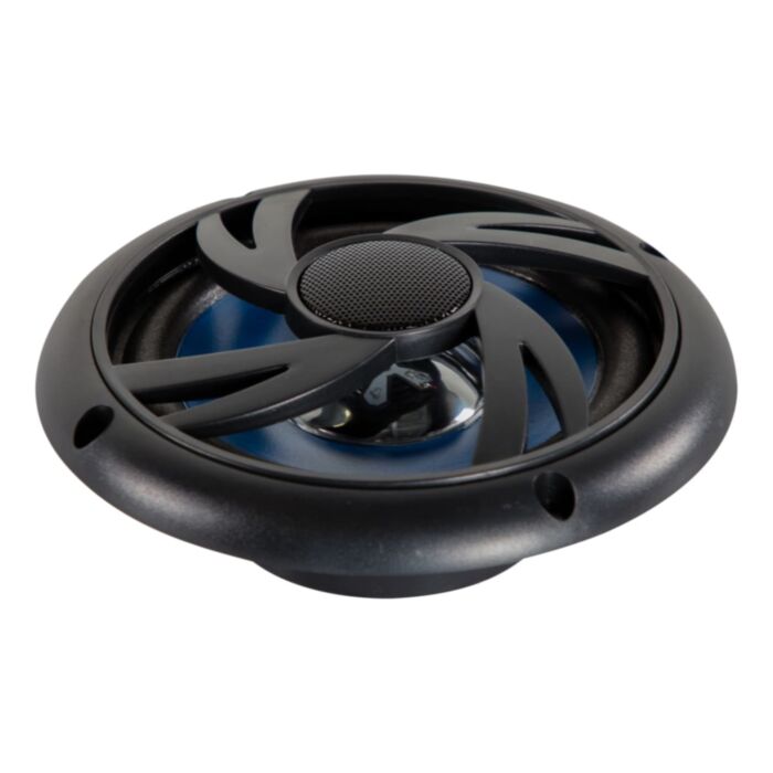 Furrion Speaker, 5-1/4 in Round Marine Speaker, White Cone/Glossy Black Grill, With LED Light - M5529LBG
