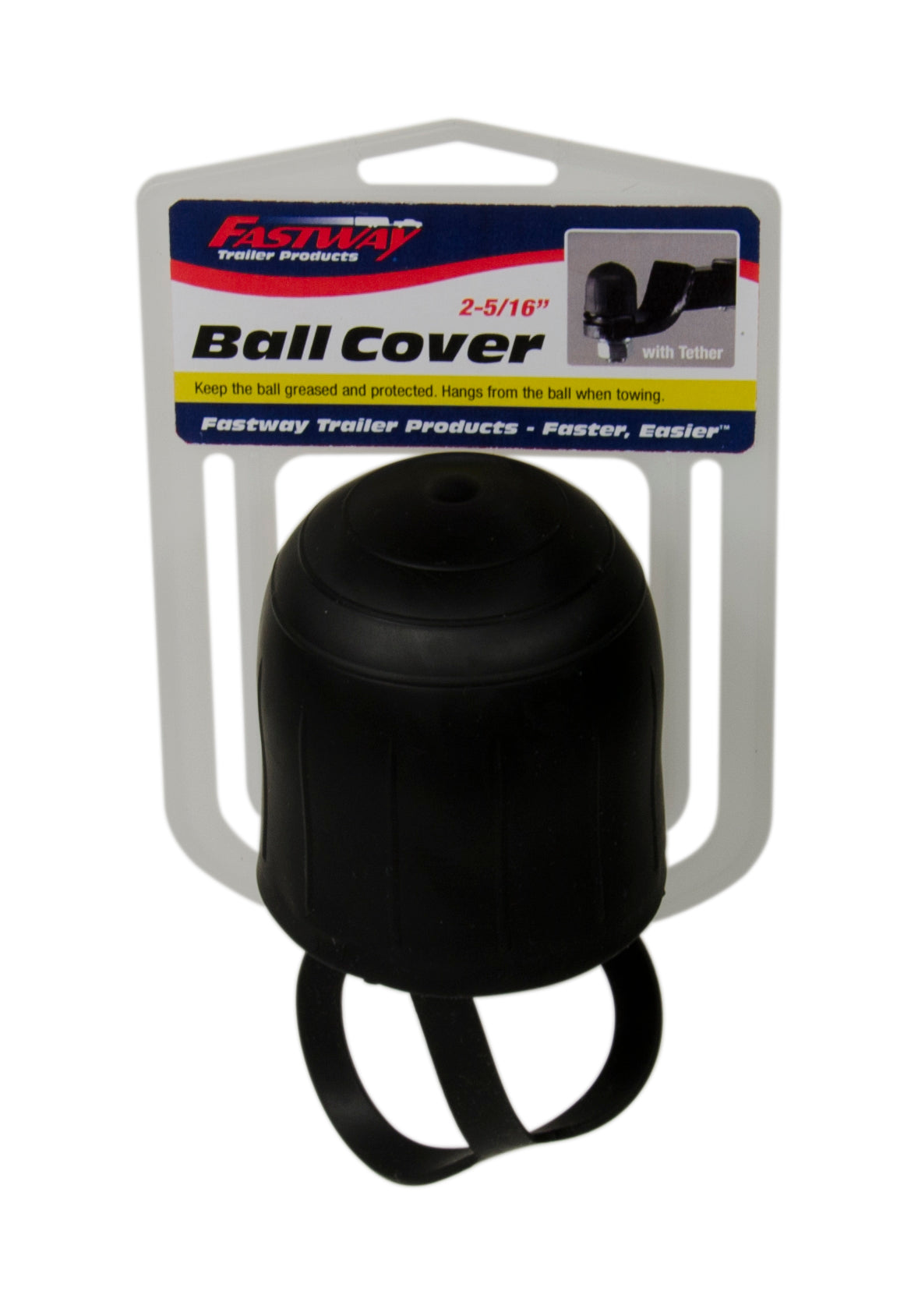 Fastway Trailer Products Trailer Hitch Ball Cover, For Use With 2-5/16 in Ball, Black With Tether - 82-00-3216