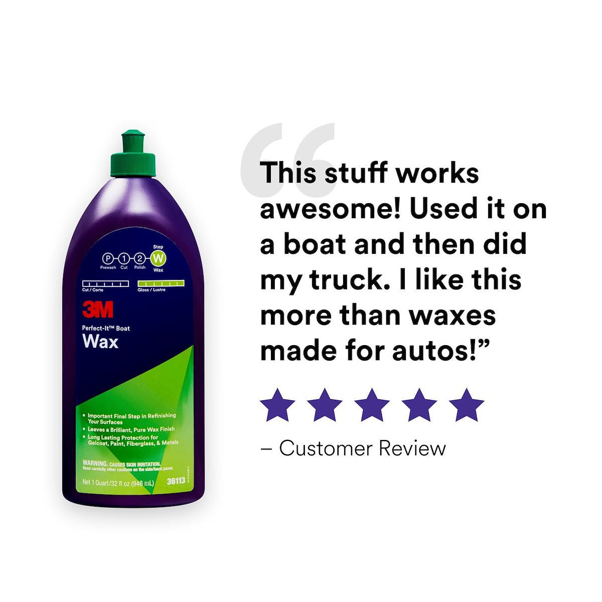 3M Marine Wax, 1 qt Bottle - 36113