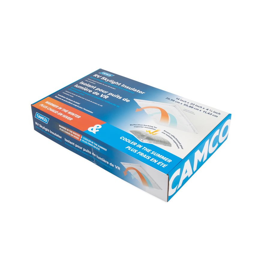 Camco Roof Vent Insulation, For 14 in x 22 in Skylight Vents, 4-1/2 in Foam With Reflective Backing, With 2 Adjustable Straps - 45197